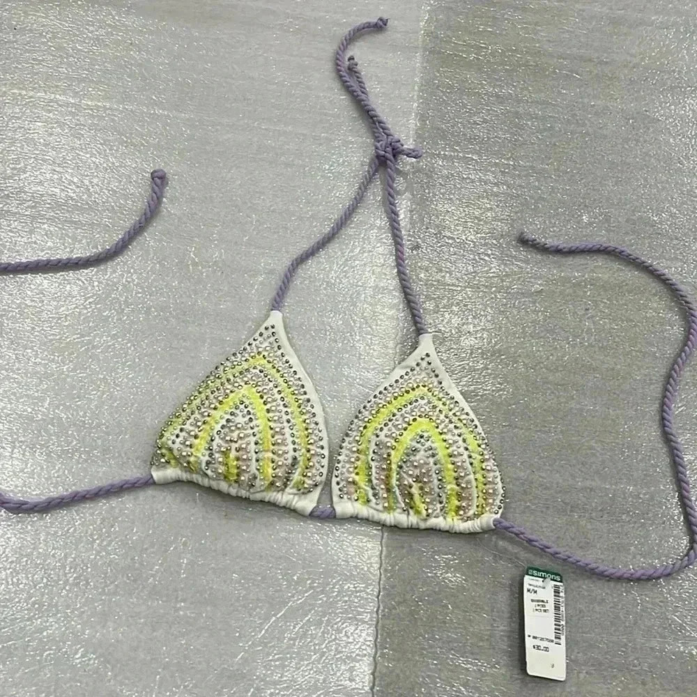 ❤️Clearance ❤️[M]Simons Embellished  Halter Bikini Top Only
